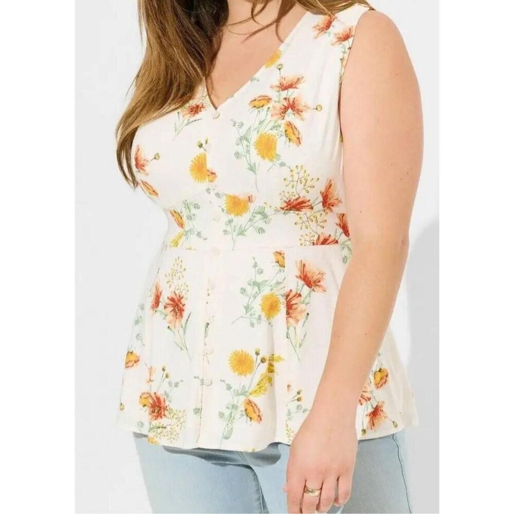 Torrid Floral Bird Chiffon Babydoll Cami Tank Top